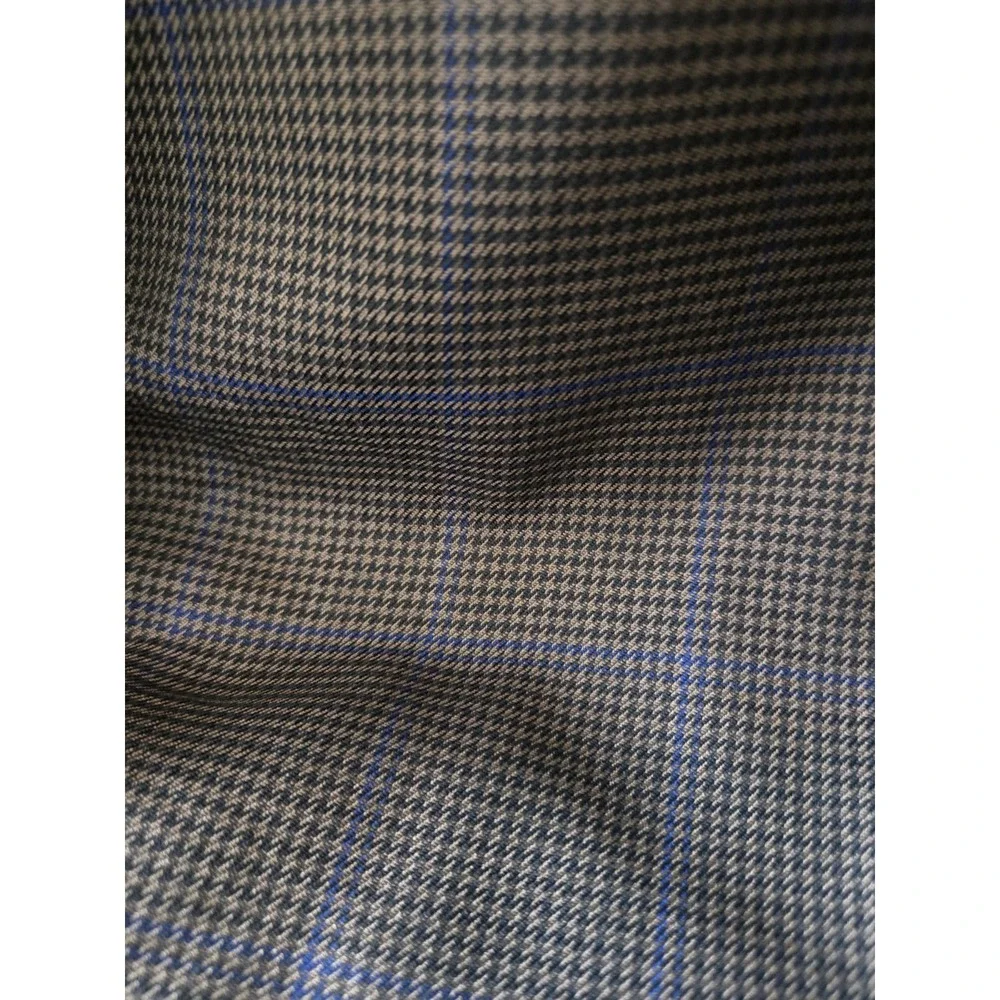 Canali Men's Silk Wool Blazer 56L EU 46L US Brown Beige Blue Plaid Made in Italy